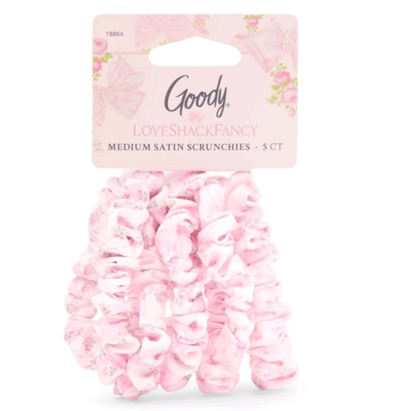LOVESHACKFANCY Goody Skinny Pink Satin Scrunchies 5pc main image 5